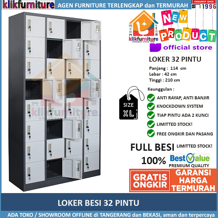Lemari Loker Locker Cabinet 32 Pintu Full Besi AKL 32