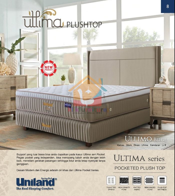 Bed Set Ultima Pocket Plushtop ULLIMO BEIGE Uniland Springbed