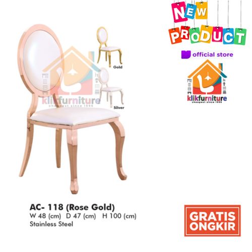 Meja Makan Import Glass VIENNA Stainless Gold/Rosegold AC 118 Aveda