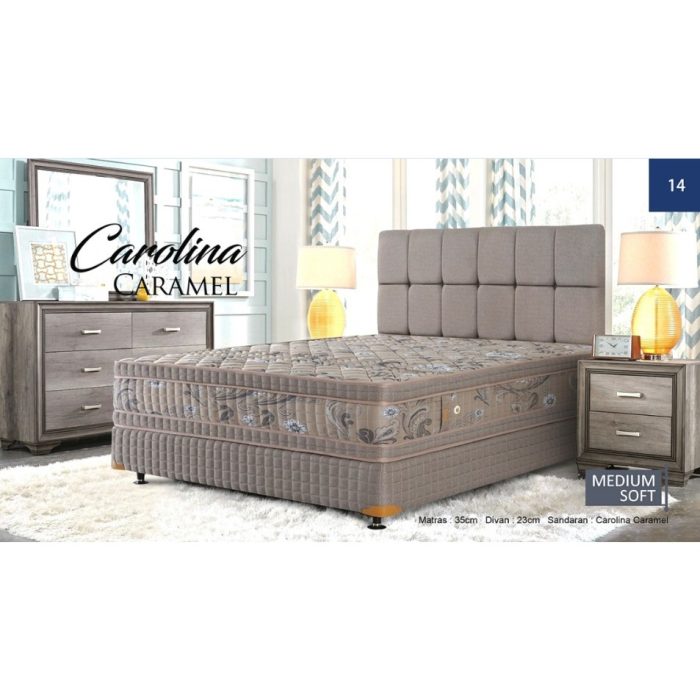 Bed Set Paradise Double Plushtop Carolina Caramel Uniland Springbed