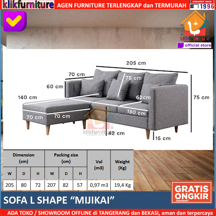 PREMIUM Sofa L Sudut Minimalis Modern MIJIKAI