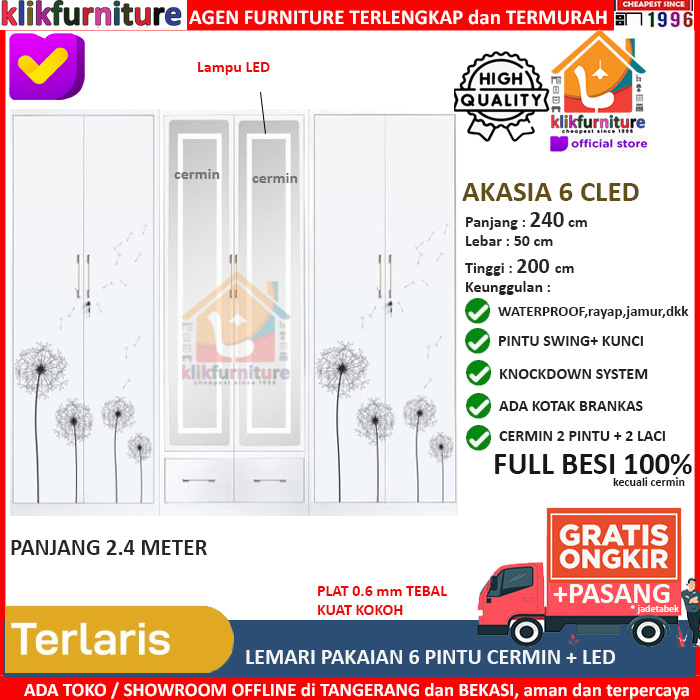 lemari pakaian besi 6 pintu cled